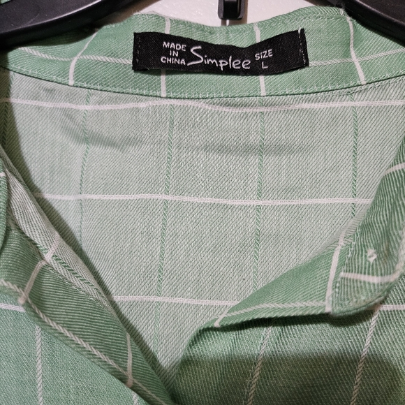 Mint Plaid Mini Tie Waist Dress in Large Size - Picture 2 of 7